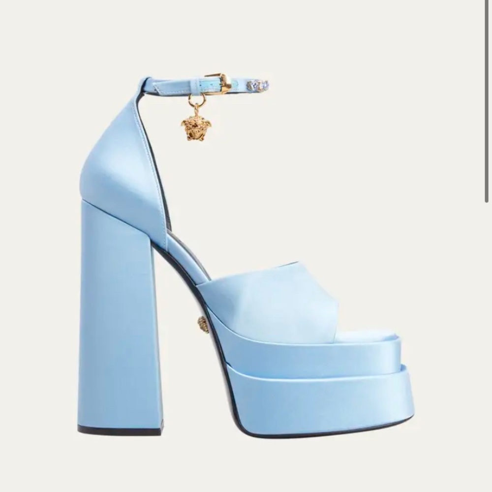 Versace Medusa Aevitas Satin Platform Open Toe